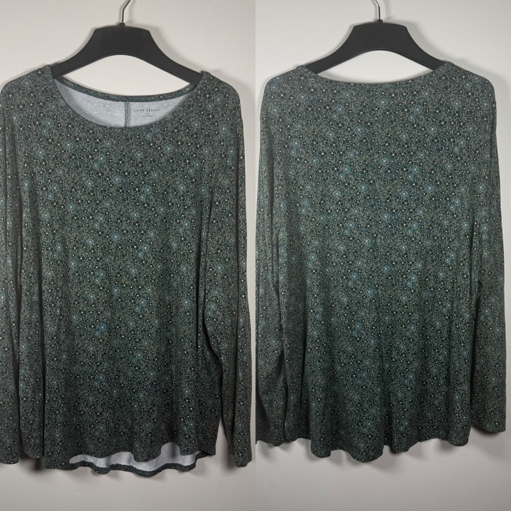 Lane Bryant Green Floral Tunic Patterned Top Size 18/20